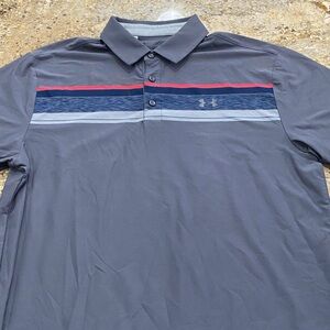 Under Armour Men's Polo Shirt in Gray with Red and Blue Accents